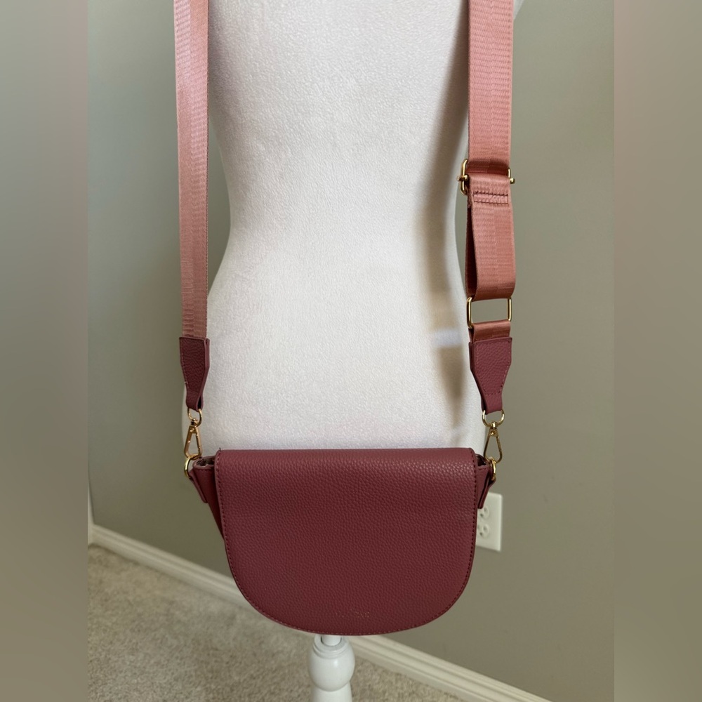 Kedzie  Pink Crossbody Bag with Seat Belt Strap